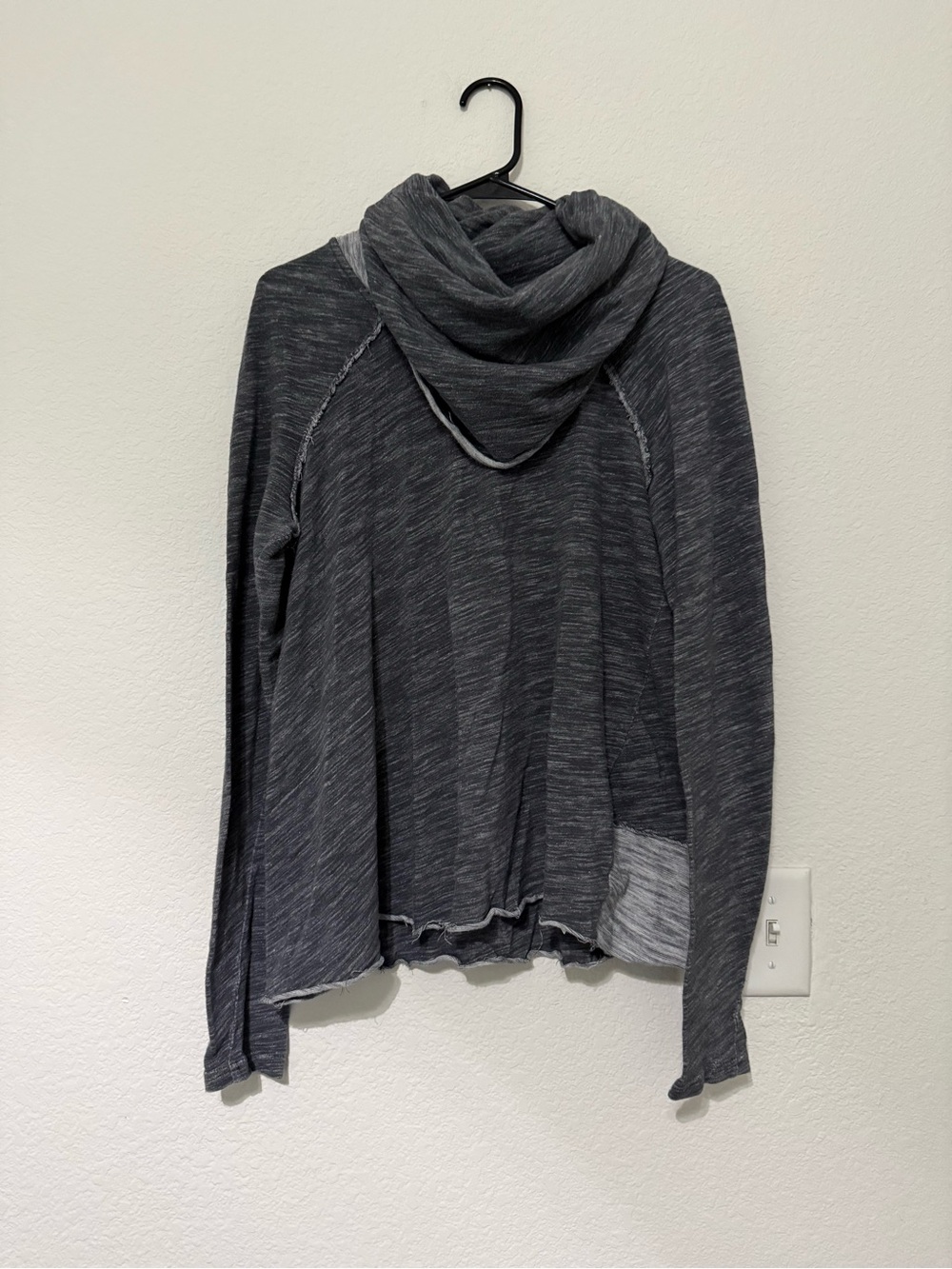 FP Beach Charcoal Cocoon Cowl Neck Lightweight Long Sleeve